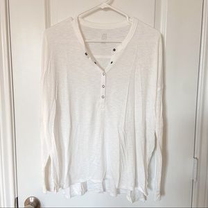 Aerie ribbed white long sleeve Henley button up S